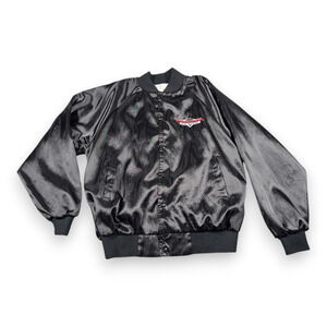 Vintage Truck Service Jacket Adult LARGE Black Indianapolis Spring Satin USA 80s